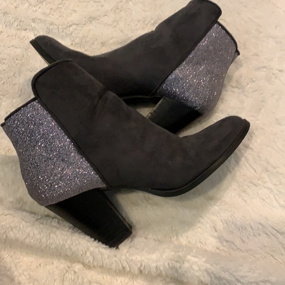 Silver and grey booties, size 7.5